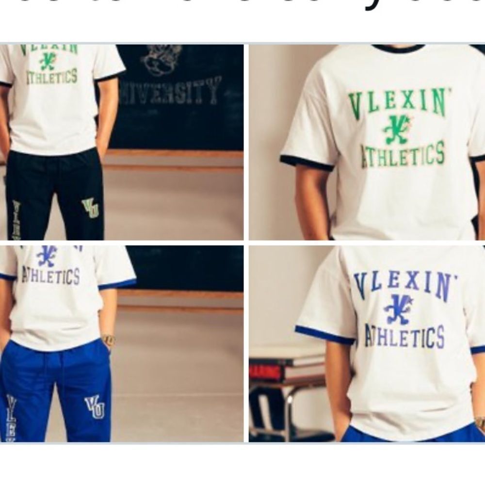 Vlexin’ University Merch Ringer Tee Shirt white/blk/green M Nwt - Picture 3 of 6